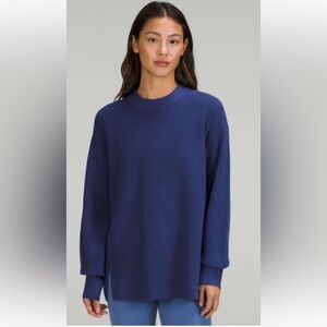 Lululemon Merino Wool-Blend Ribbed Crewneck Sweater Size 4 knit in blue